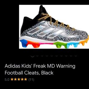 Size 5 Adidas kids freak MD warning football cleats. Black with multicolor.
